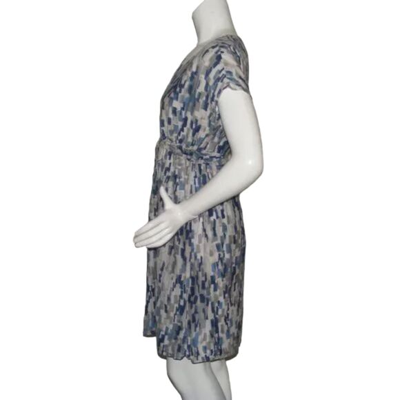 TOMMY BAHAMA Dress, M, Blue/Gray Rectangles, Drop shoulder, Above Knees - Picture 7 of 12